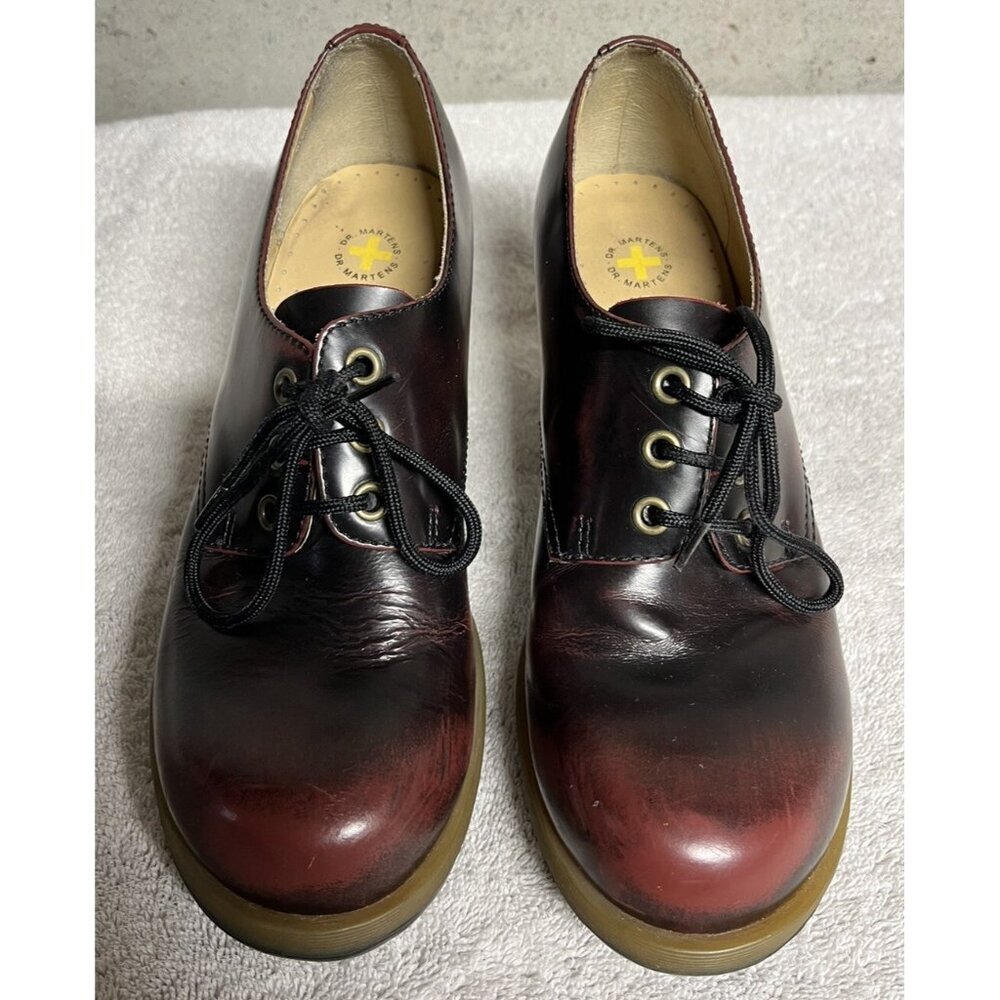 Dr. Doc Martens Danielle Heeled Booties Oxfords Women US 6 Burgundy Red Oxblood - Picture 2 of 12